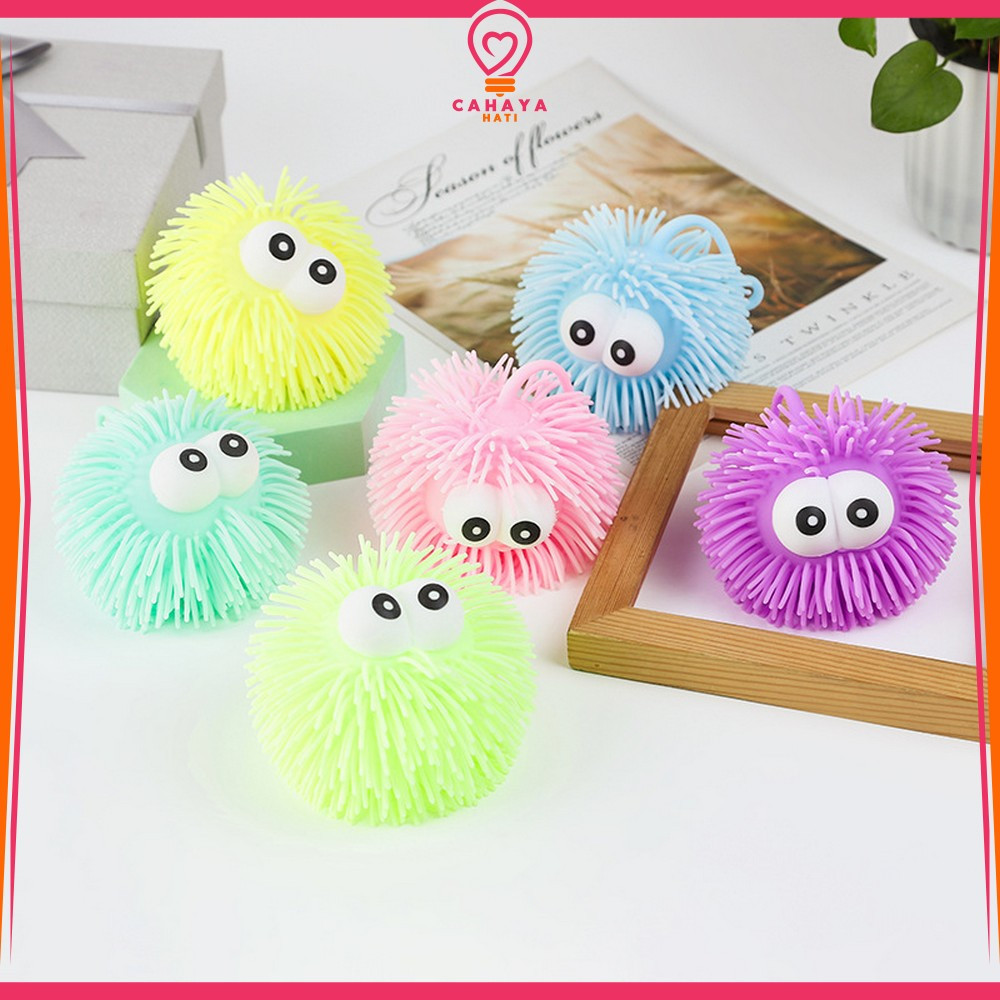 Mainan Anak Bola Lampu Yoyo LED Warna Warni / Bola Duri Ubur Ubur Colourfull Toys Kids / Karet Mata 