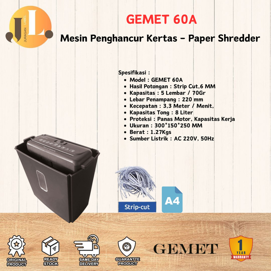 GEMET 60A Mesin Penghancur Kertas | Paper Shredder GEMET 60 A
