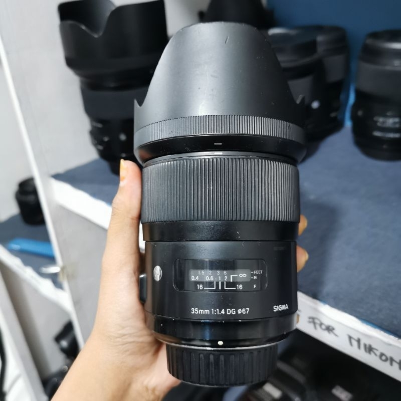 Lensa Nikon 35mm F1.4 Sigma Like New Fullset No Box