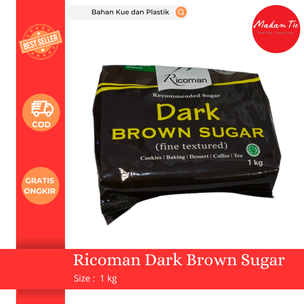 

Ricoman Dark Brown Sugar 1kg 1pcs