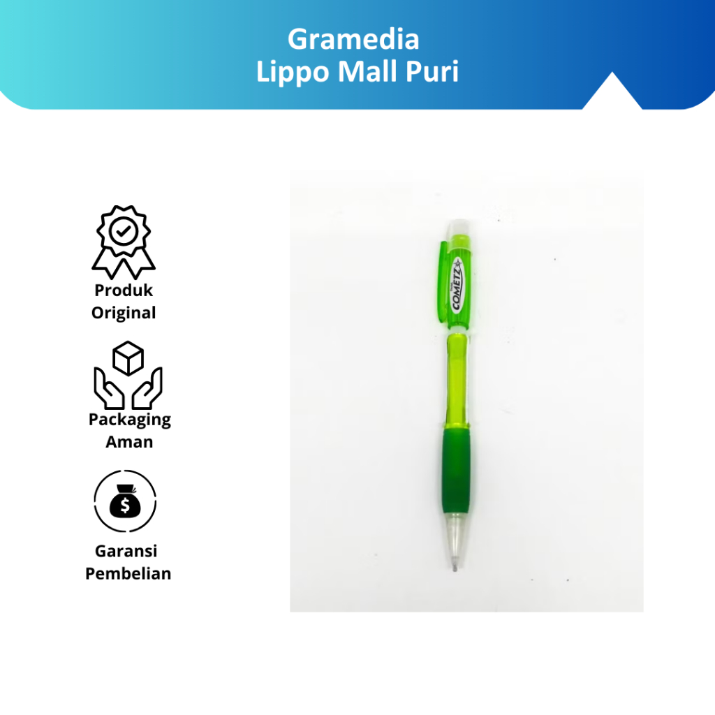 

Gramedia Lippo Mall Puri - Pentel - Pensil Mekanik Cometz Ax119 0.9 mm Hijau