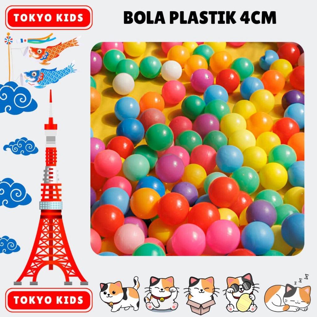 TokyoKidz Bola Plastik 4cm I Mainan Anak bola warna warni