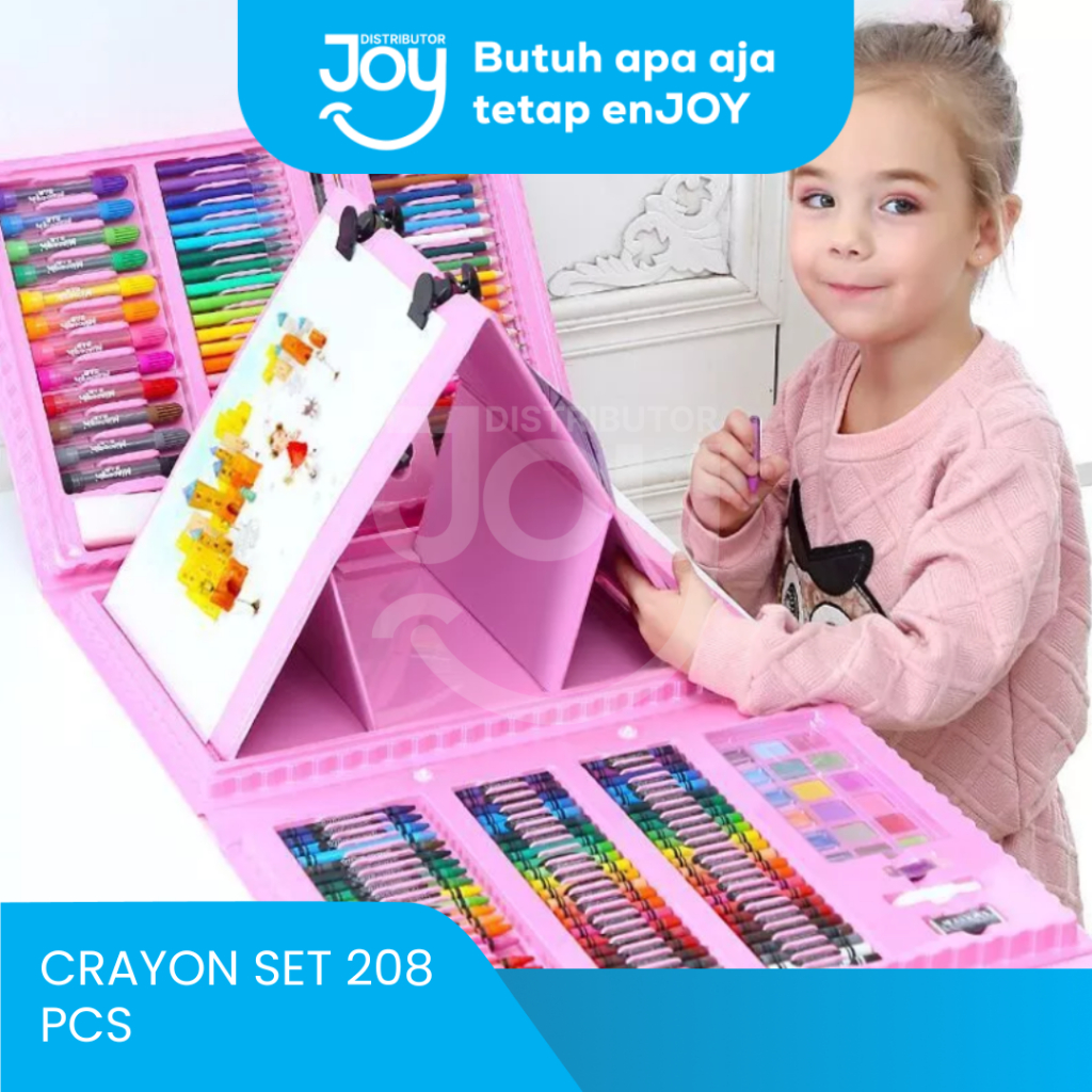 

(JOY) Crayon Set 208 pcs / Krayon Pensil Warna Alat Lukis 208 pcs