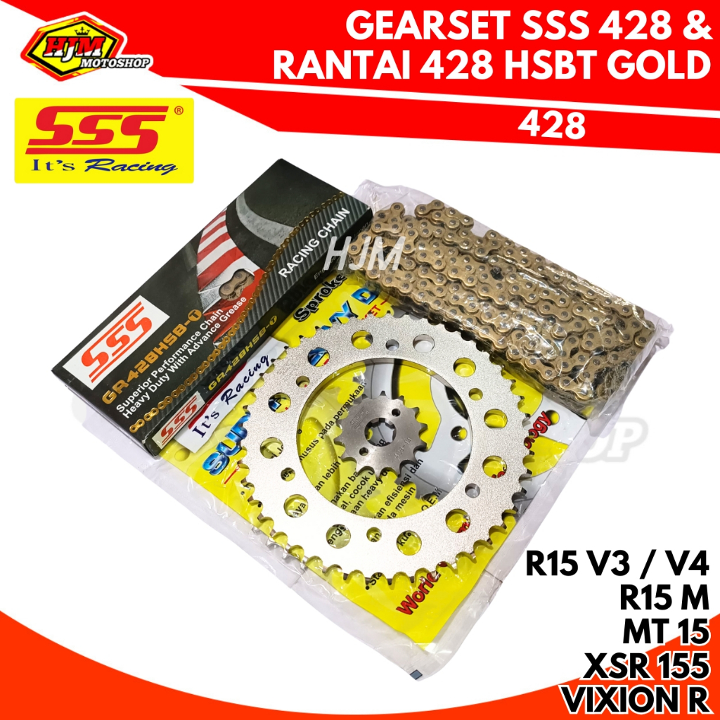 GEARSET TRIPLE S - SSS R15 V3 / R15 V4 / R15 M / VIXION R VVA / MT 15 / XSR 155 & RANTAI SSS HSBT