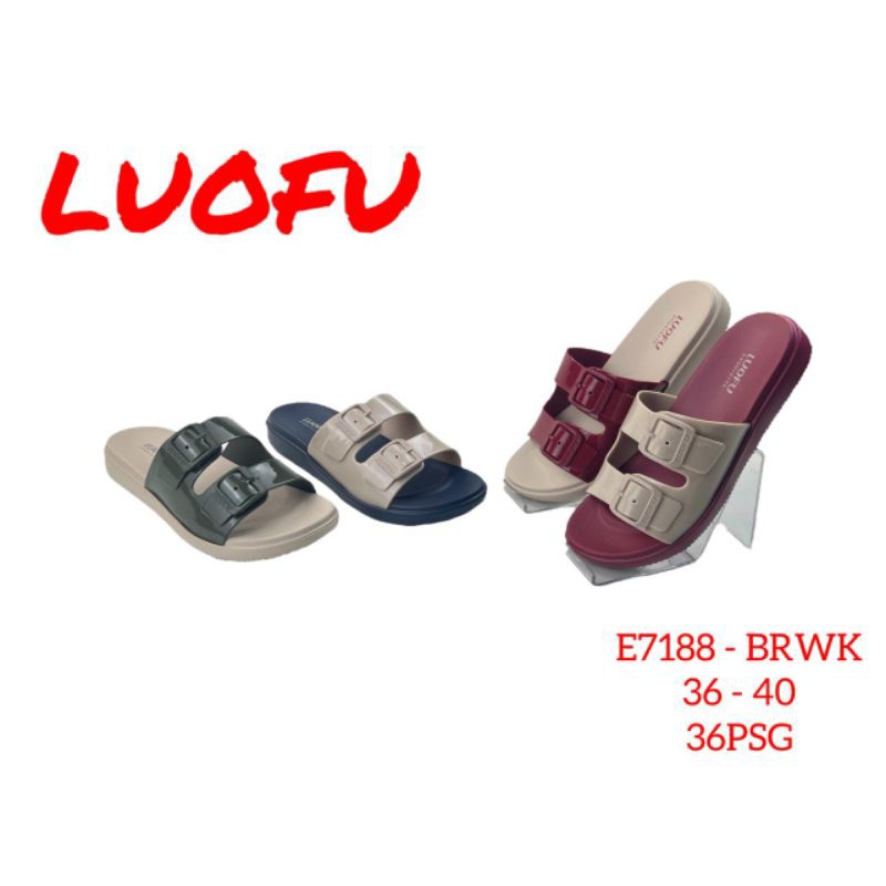 LUOFU E-7188 Sandal Selop Ban 2 Jelly Wanita