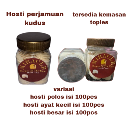 

Hosti Polos perjamuan kudus isi 100 pcs/Hosti ayat kecil isi 100pcs/Hosti ayat besar isi 100pcs