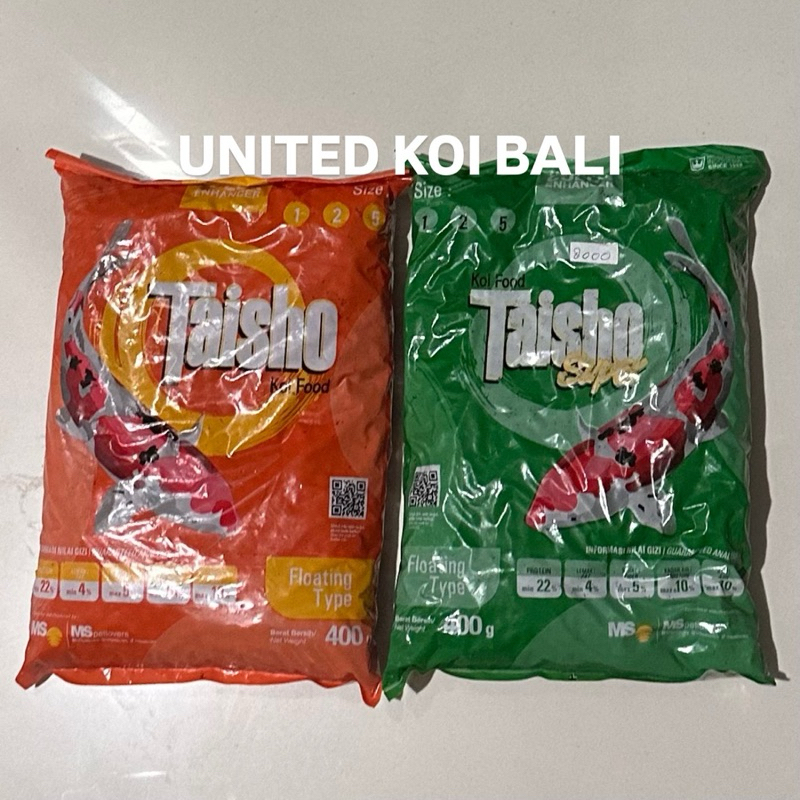 REPACK PAKAN KOI 400 gram TAISHO MERAH TAISHO HIJAU COLOR SUPER - PAKAN KOI PERTUMBUHAN - PAKAN KOI 