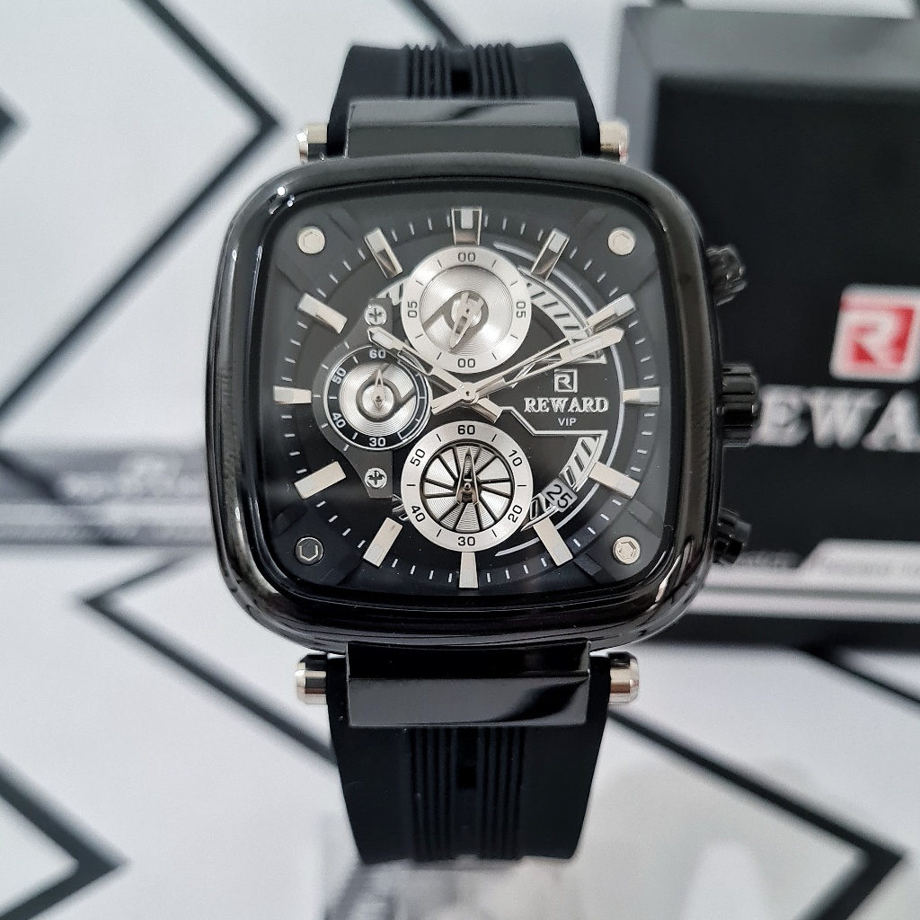 REWARD Marquis Jam Tangan Pria Original Chronograph Chrono Aktif Analog Quartz Baterai Hitam