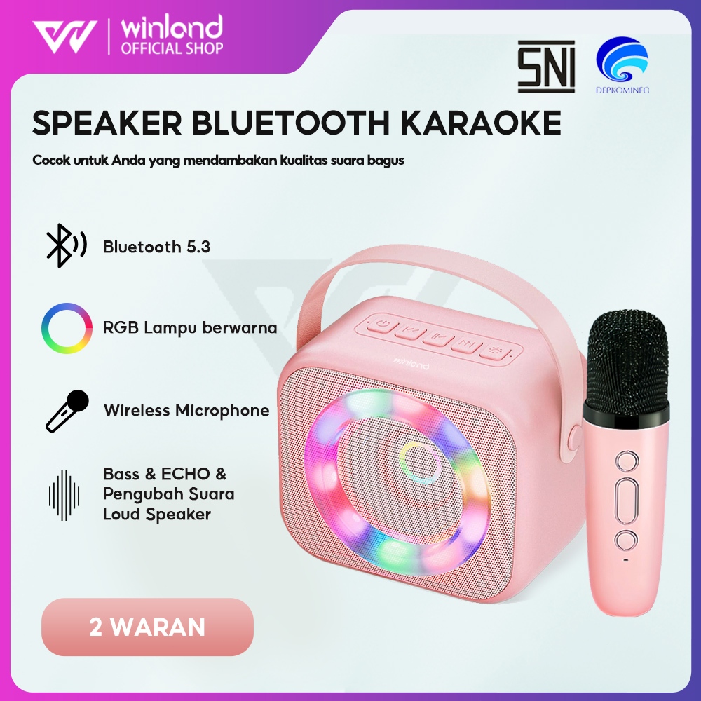 Winland Speaker Bluetooth Karaoke 1SET  Wireless 2 Warna  (Dapat terhubung ke HP/TV,Komputer) ada Ga