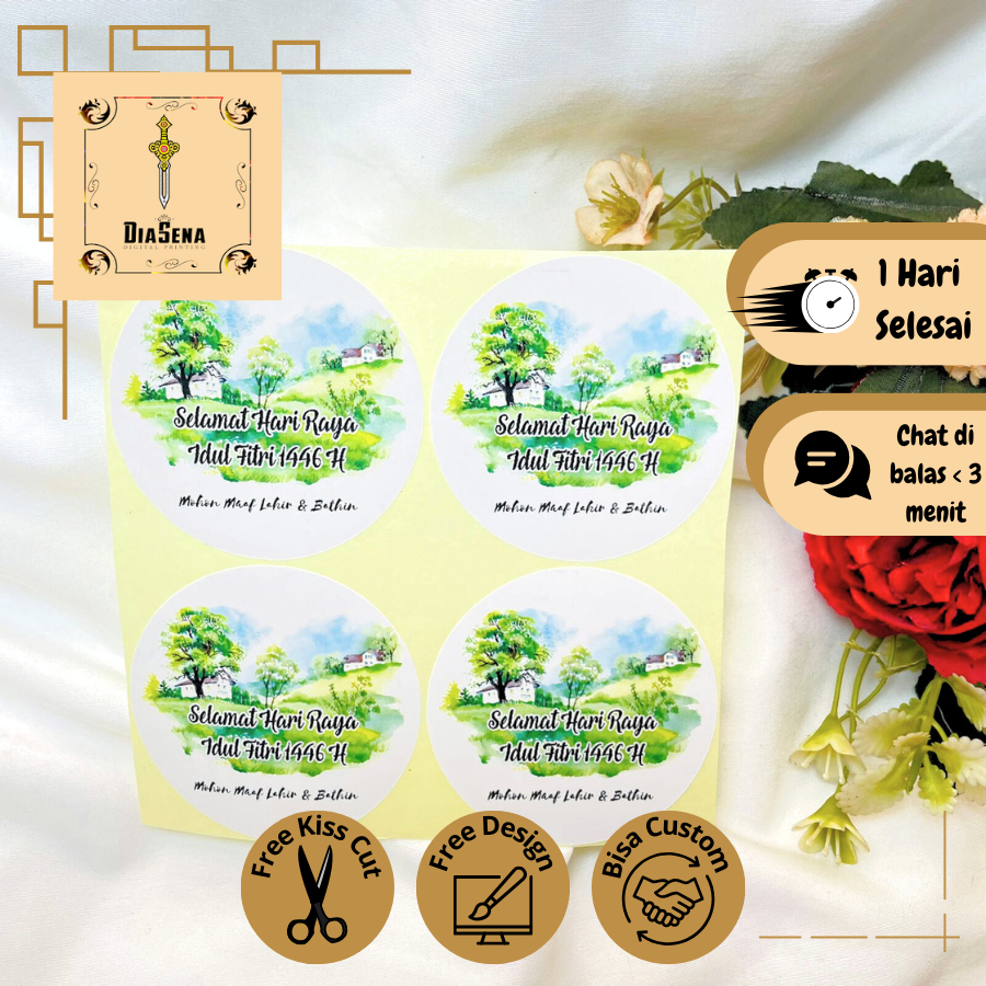 

2-4 Diasena Sticker Label Kue Kering Lebaran Stiker Selamat Idul Fitri Bulat Ramadhan Eid Fitri