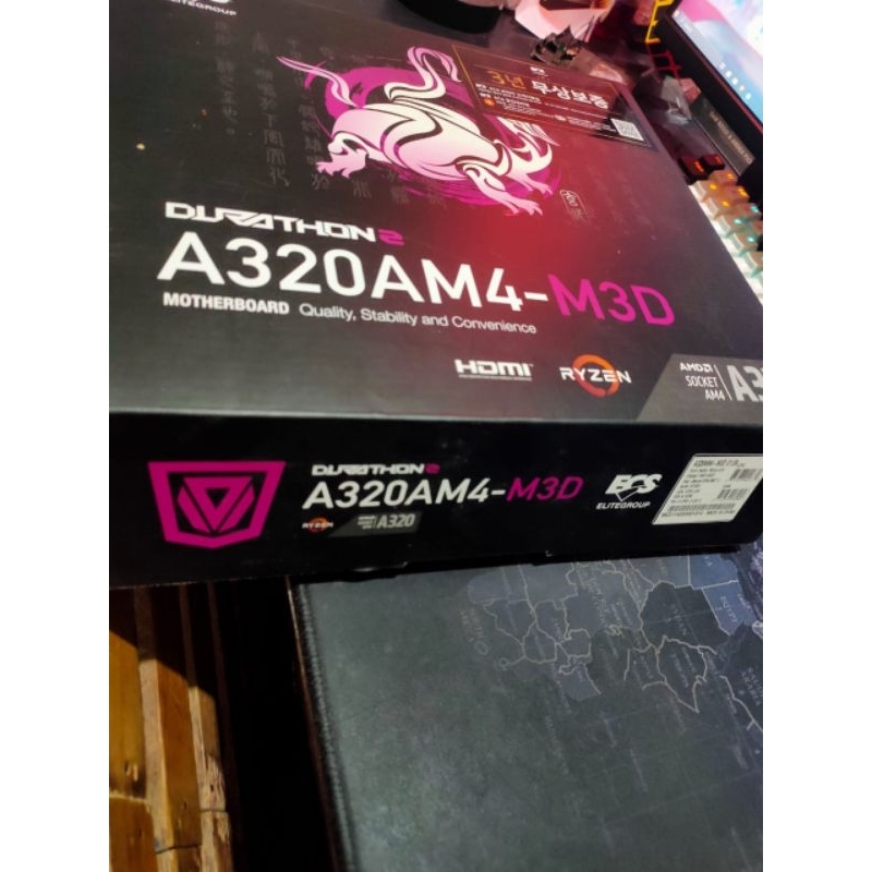 mobo ecs a320am4-m3d + ryzen 3 3200g tray