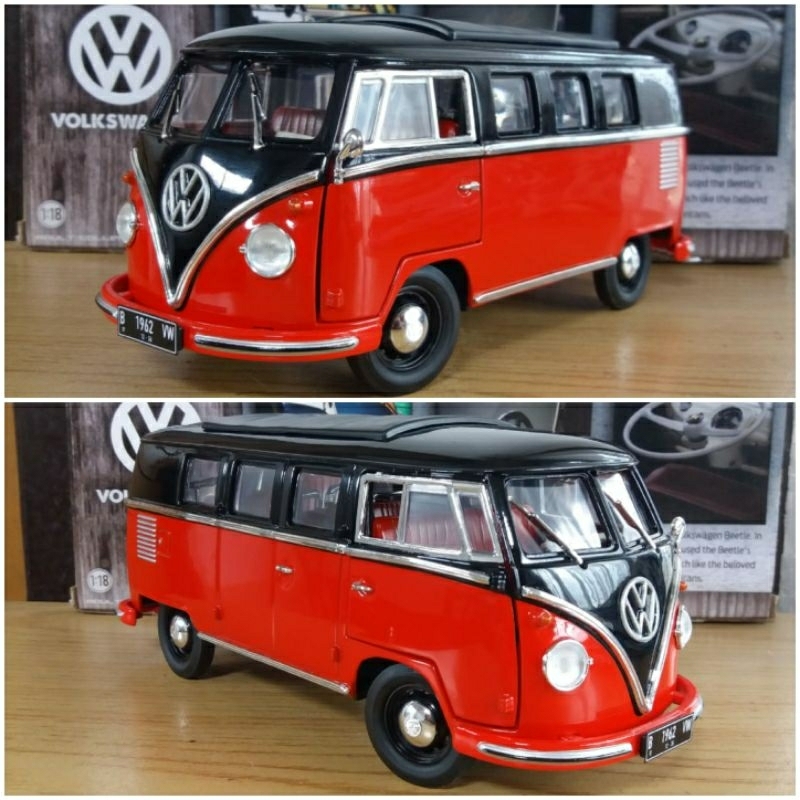 Diecast / Miniatur Greenlight VW Volkswagen Microbus Combi Kombi Dakota Black - Red skala 1:18