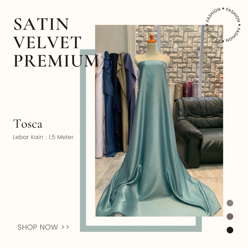Kain Furing Kebaya Satin Silk Velvet Premium Warna Hijau Tosca