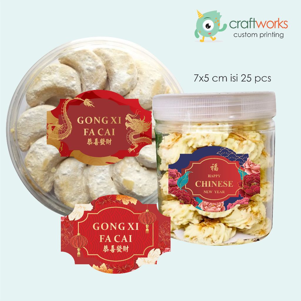 

STICKER SHAPE IMLEK CHINESE NEW YEAR TOPLES KUE KERING / KOTAK MAKANAN / THINWALL - 7 x 5 cm ISI 25 PCS