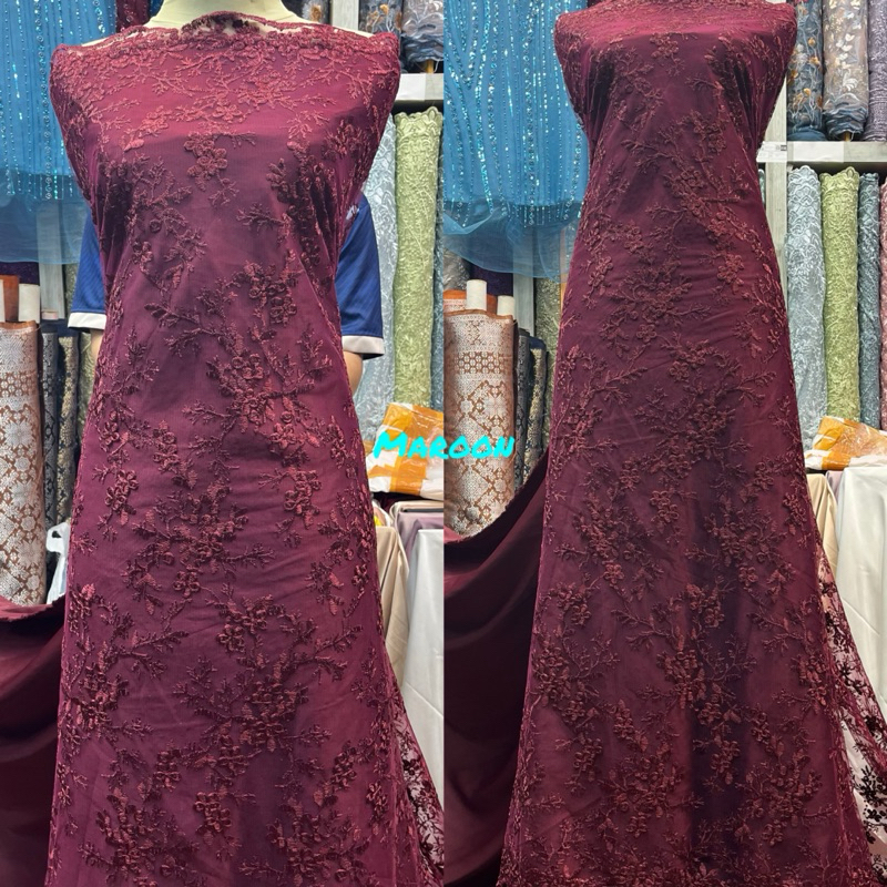 PROMO MURAH  Kain Tulle Bordir Akar | Bahan Kebaya Terbaru | Kain Meteran | Kain Bordir