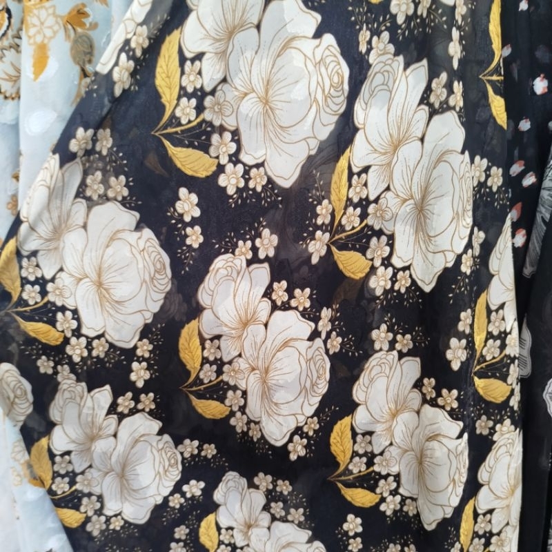 Bahan Sifon rubia antik - kain sifon rubia motif - kain sifon rubia motif pinggir - kain sifon - bah