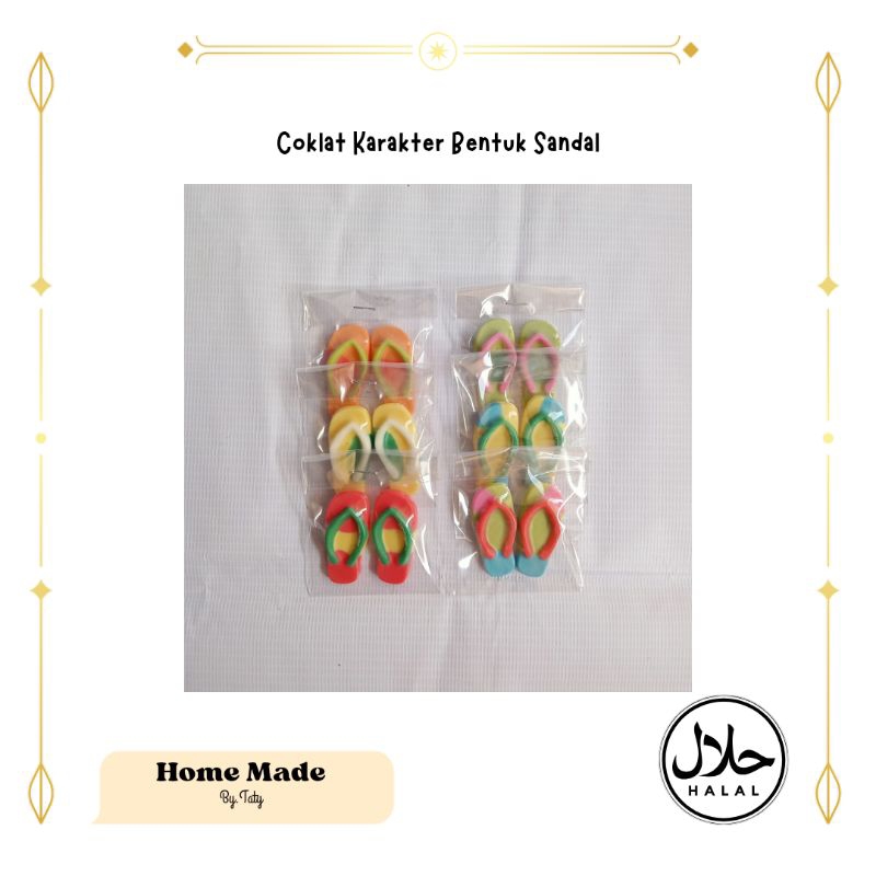 

(bisa cod) ecer coklat karakter bentuk sendal sepasang isi 2 coklat lucu cokelat premium homemade coklat enak souvenir cemilan anak chocolate snack food