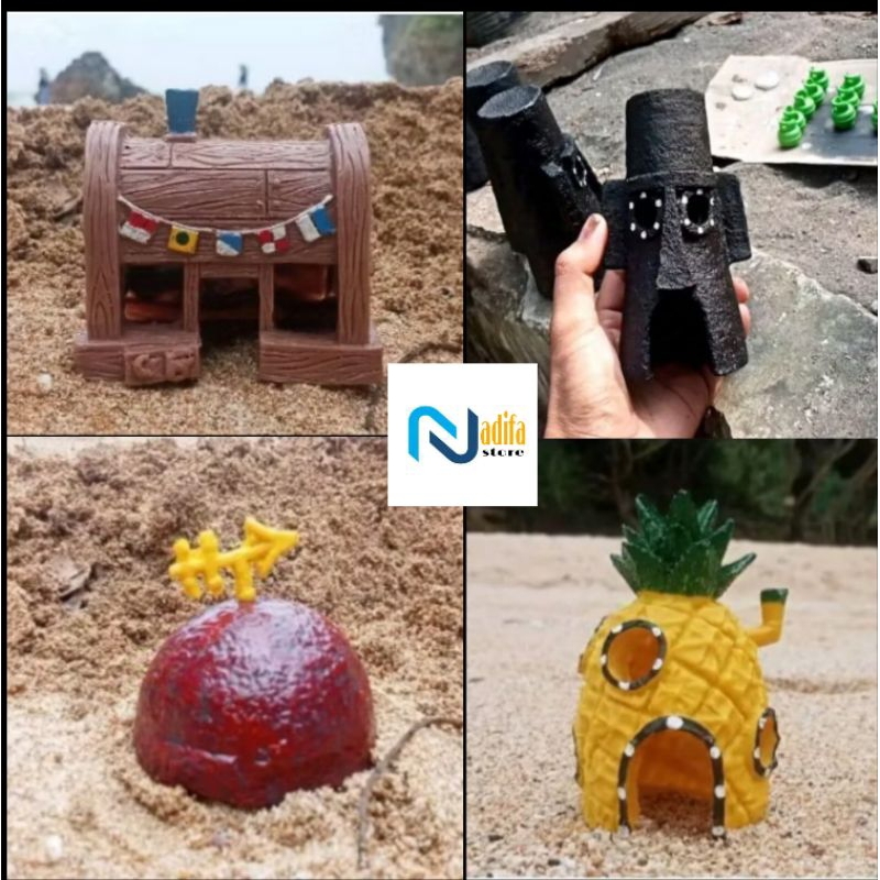 Hiasan aquarium spongebob / hiasan aquarium rumah spongebob / hiasan aquarium / spongebob
