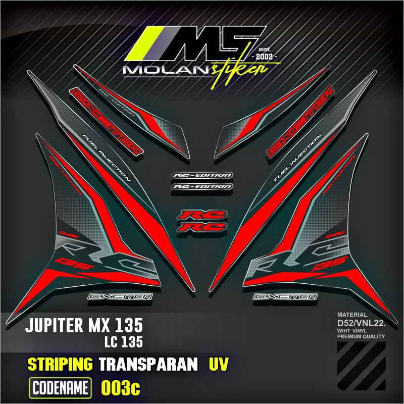 Decal Sticker Striping Variasi Transparan Uv Jupiter Mx 135 New 2011-2016 NJMX Yamaha Lc 135  Excite