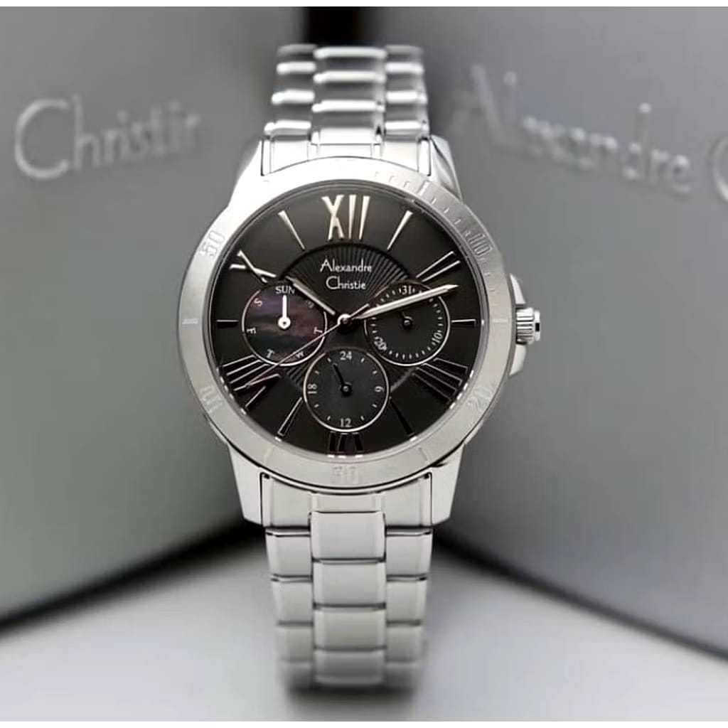 Jam tangan Alexandre Christie 2650L tali rantai bulat chronograp aktif analog original wanita