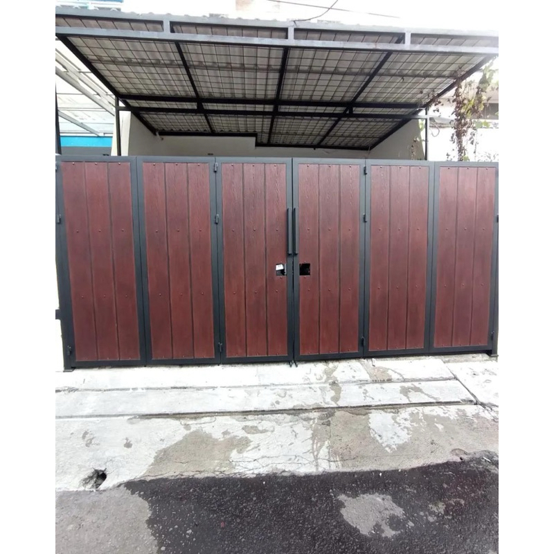 Pagar Rumah Kombinasi GRC Motif Kayu Minimalis.