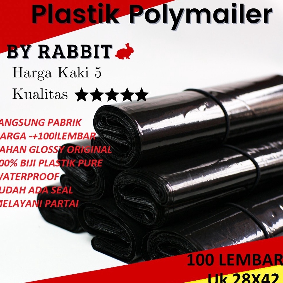 

Terbaru polymailer kantong online hitam glossy 28x42 Kantong Plastik Polymailer Amplop Packing Online Hitam GLOSSY R72
