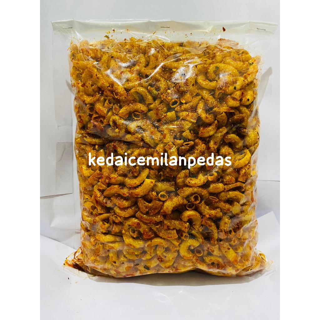 

seblak kering makaroni kriuk ready varian rasa pedas daun jeruk/original daun jeruk kemasan 1kg 500gr 250gr 100gr