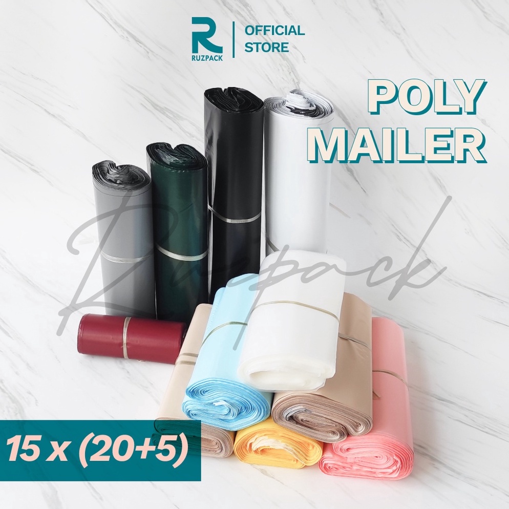 

q7Terupdate 15 x 2cm Polymailer Polybag Kantong Amplop Plastik Packing Isi 1 G54