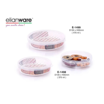 E-1498 Elianware Round Food Keeper Dengan Penutup Plastik / Tempat Penyimpan Makanan Serbaguna / Wad
