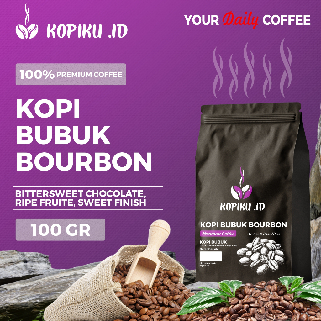 

Kopiku.id - Bubuk kopi Bourbon Premium Coffee Ripe Fruite 100gr