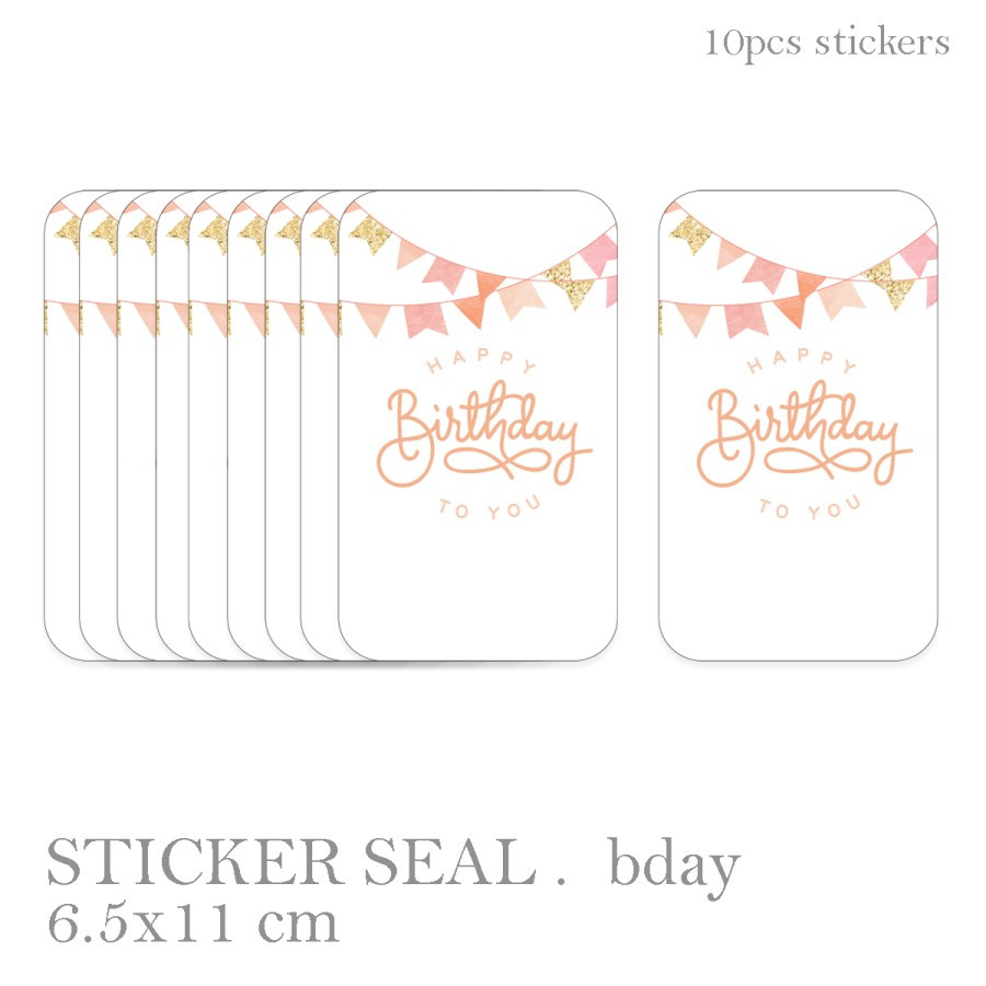 

10 Pcs Sticker Seal Edisi Happy Birthday Bahan Chromo Lintex Ukuran 6.5X11 cm