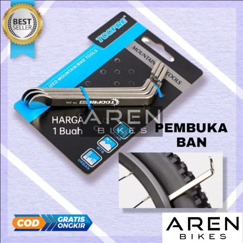 JUGIL BAN LUAR SEPEDA TOOPRE CONGKEL CUKIT PEMBUKA PELEPAS PASANG BAN TIRE LEVER BESI KROM CONGKELAN