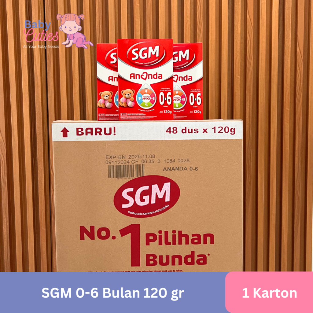 Susu Formula SGM Ananda untuk Bayi 0-6 Bulan, 120 Gram per Box, 1 Karton Isi 48 Box, Expired 2027