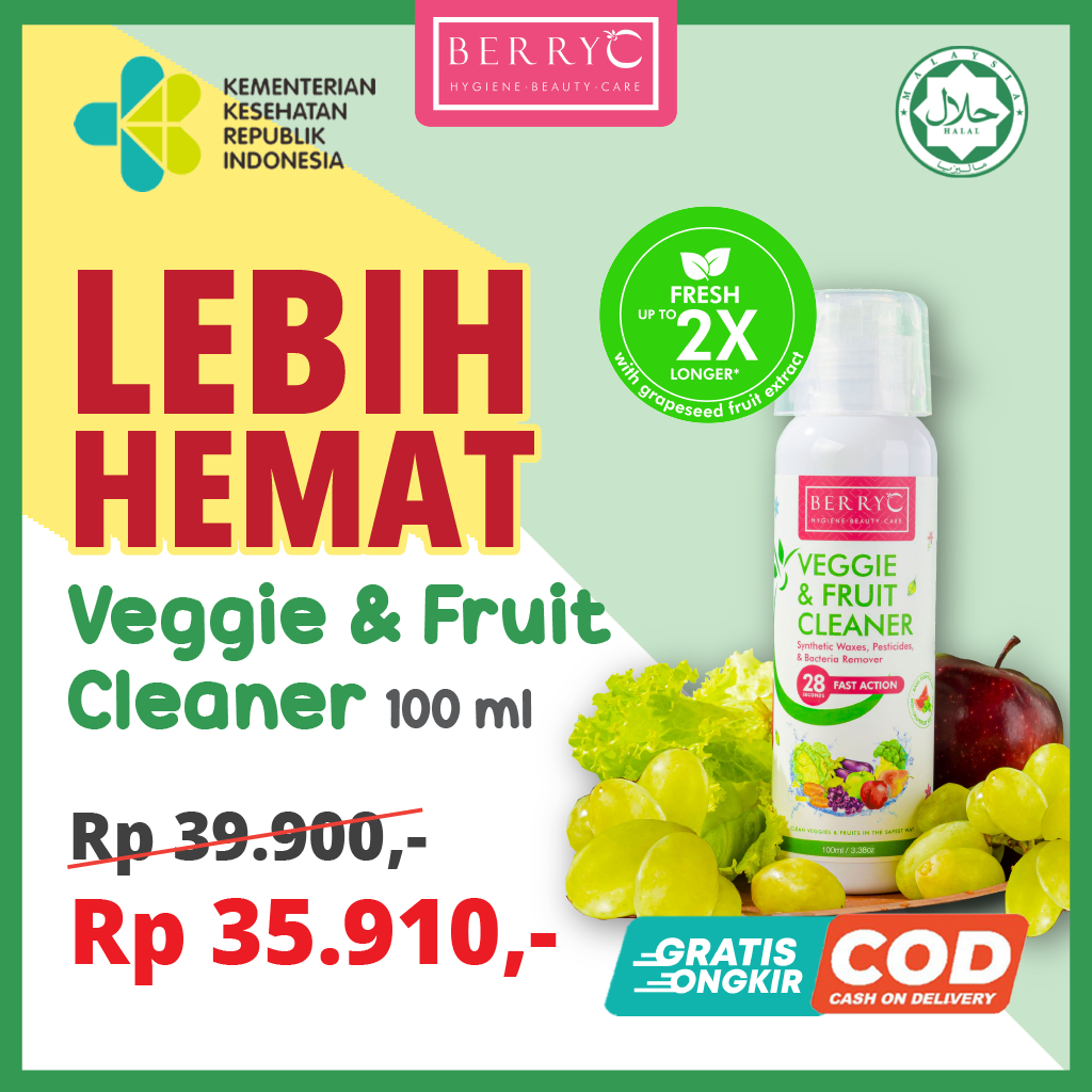 BerryC Veggie & Fruit Salad Cleaner 100ML Vegetable Wash - Sabun Cairan Pencuci Pembersih Buah Sayur