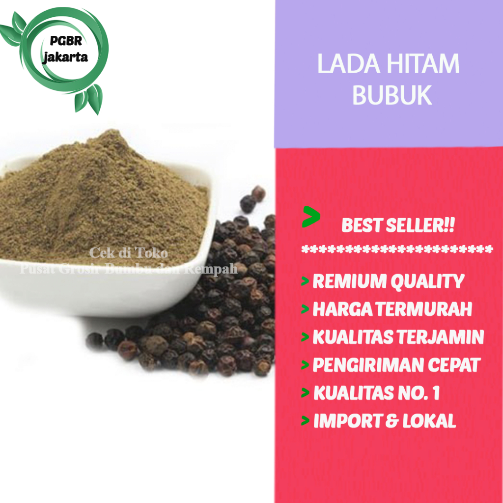 

Lada Hitam Bubuk Premium 50 gr / Harga Grosir / Black Pepper Powder 50 gr / Lada Hitam Bubuk Asli