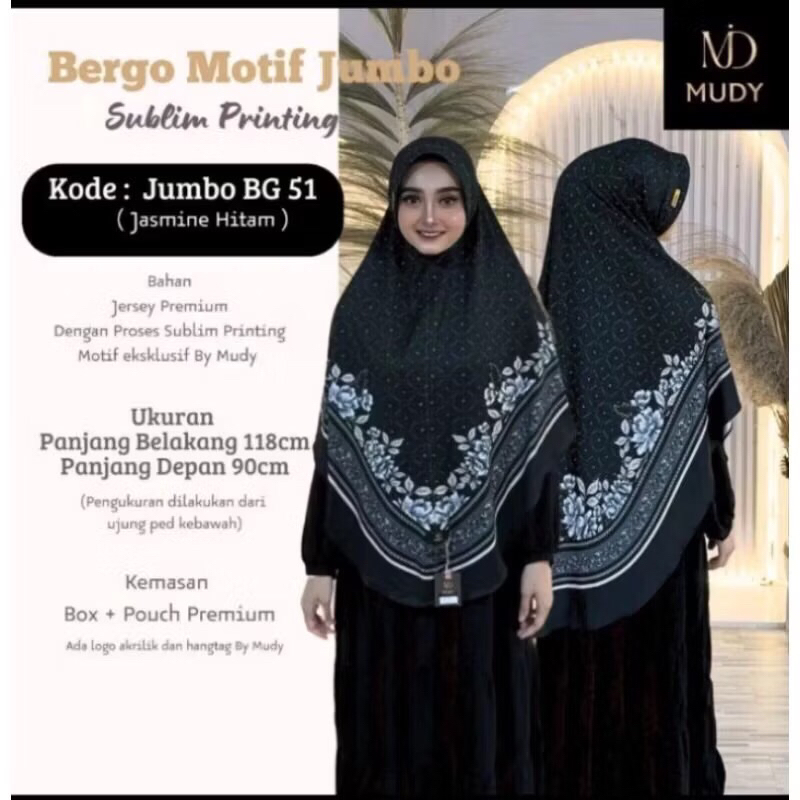 MURVI HIJAB-MUDY//Jilbab instan daily hijab bergo JUMBO motif