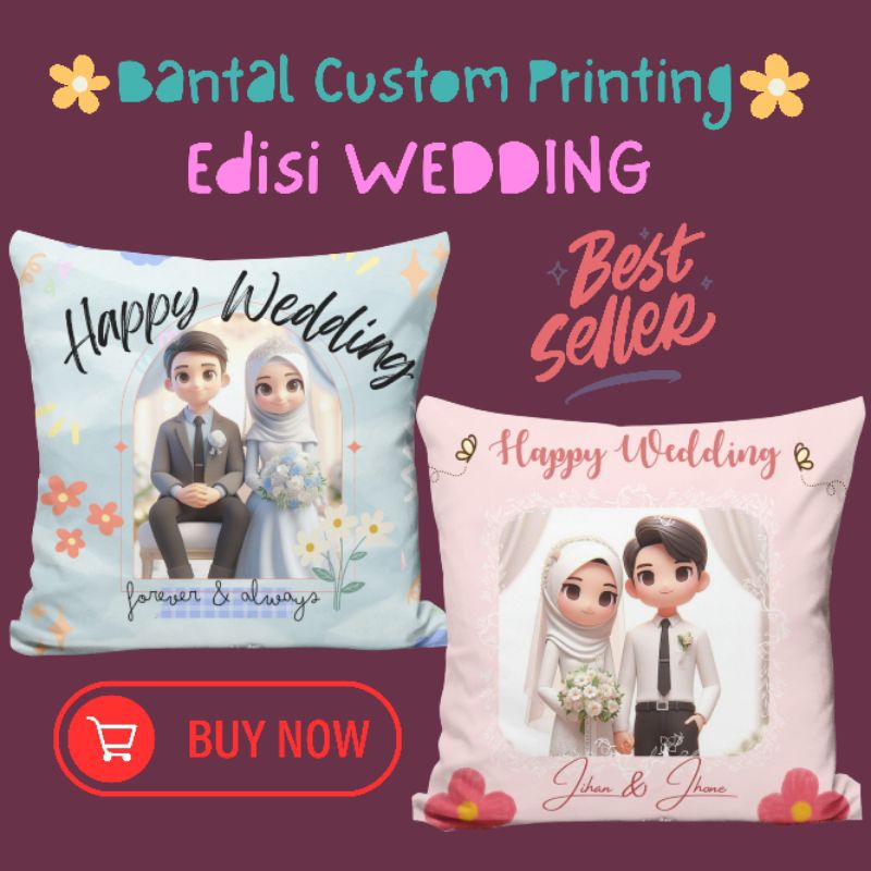 Souvenir Bantal Pernikahan Printing Custom Foto/ Bantal Wedding / Bantal Kado Pernikahan / Bantal Cu