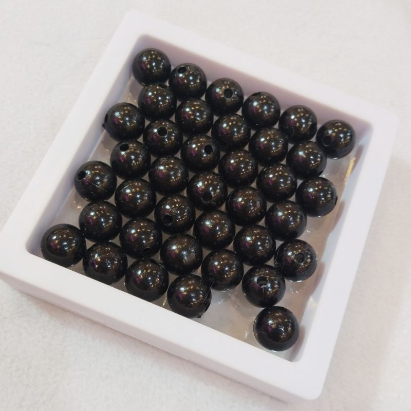 manik/beads/mote bulat hitam 12mm (10gr)