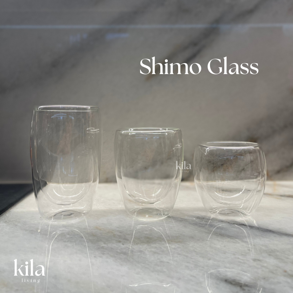 [KILA] Shimo Glass | Gelas Kaca Double Wall Glass Tanpa Handle | Gelas Kaca Aesthetic | Double Layer