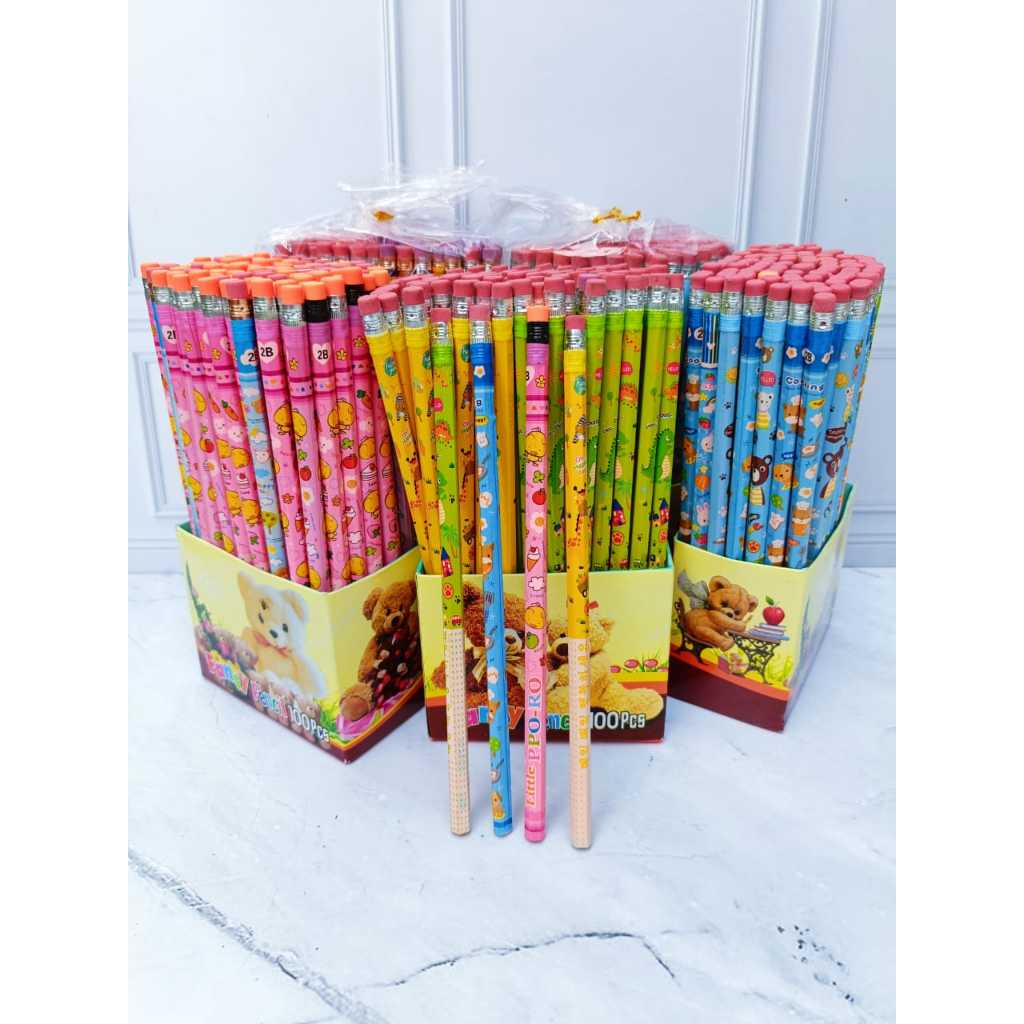 

ATH 100 PCS Pensil 2B Karakter Fancy Ada Penghapus Isi 100 PCS