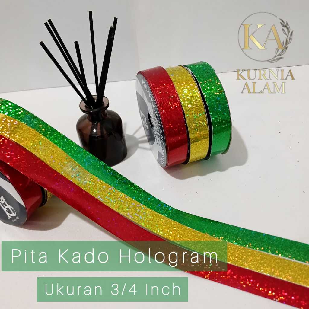 

Pita Kado METALIK HOLOGRAM 3/4 Inch (2cm) / Pita Jepang Plastik Glitter dijual PER ROLL