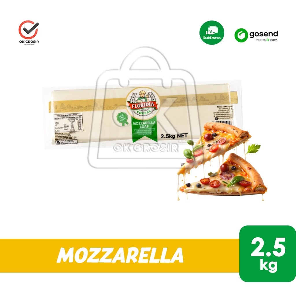 

Keju Mozarella Italia FLORIDIA Cheese Mozzarella Loaf Block Pack Asli 2.5kg (KHUSUS INSTANT)