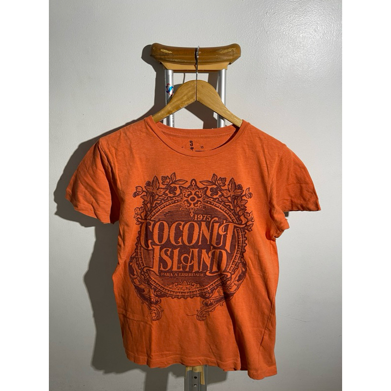 Coconut Island T-Shirt orange. cotton 100% original. Size S. baju santai pria lengan pendek pantai. 