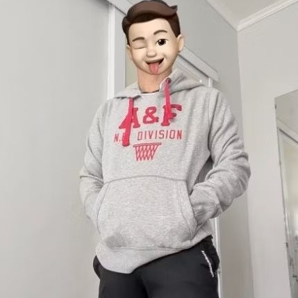 Hoodie Abercrombie and Fitch Abu-abu XL