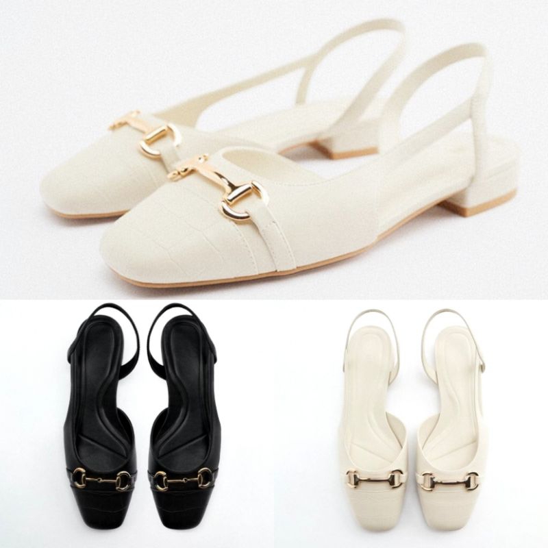 Sepatu ZARA Buckled Slingback Flat Shoes