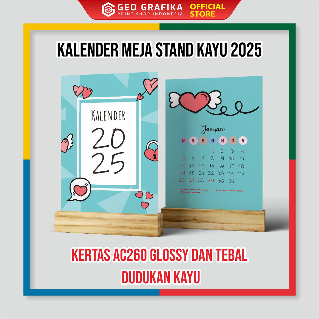 

Kalender Meja Stand Kayu ukuran A6 - Geo Grafika