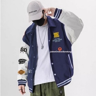 Jaket Varisty Pria Kerah Full Bordir Terbaru / Jaket Baseball Varsity Pria Wanita Premium Tebal / Ja