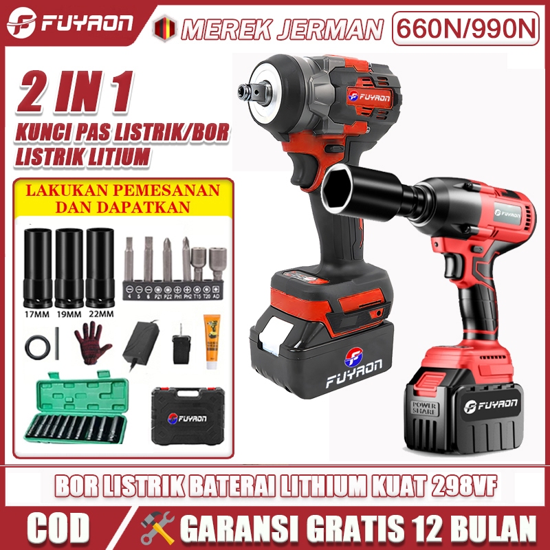 FUYAON 990N Cordless Impact Wrench 48V Mesin Bor Listrik Tanpa Kabel