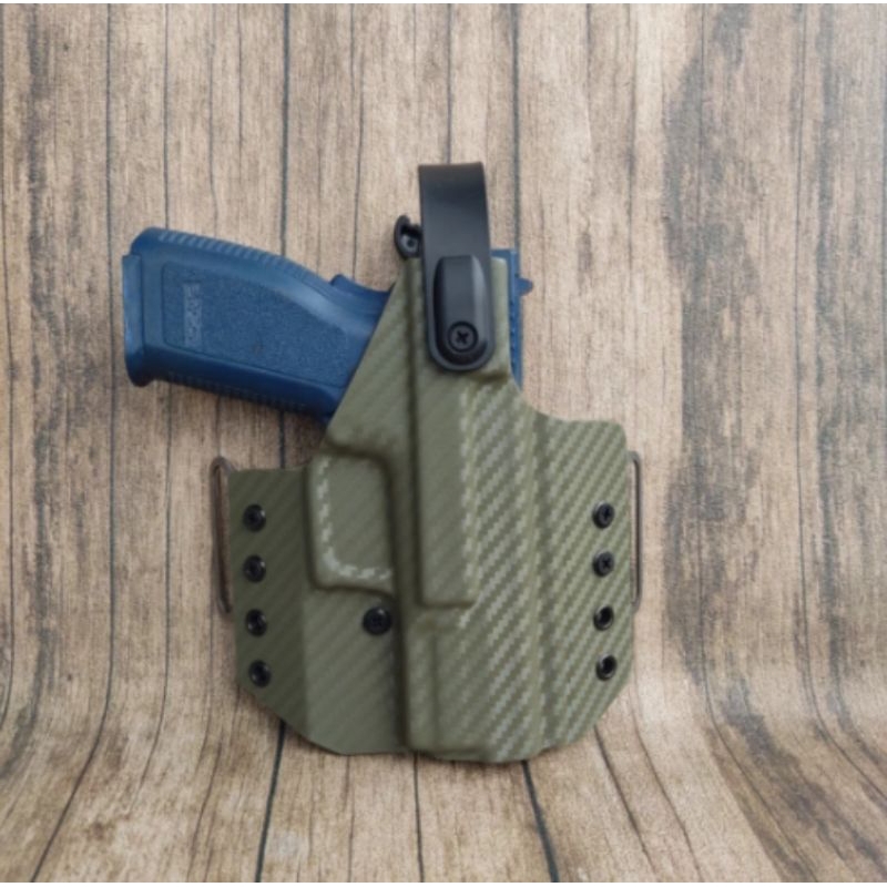 Holster luar HS 9 Kydex Carbon Hijau Brimob [ HARGA PROMO ]