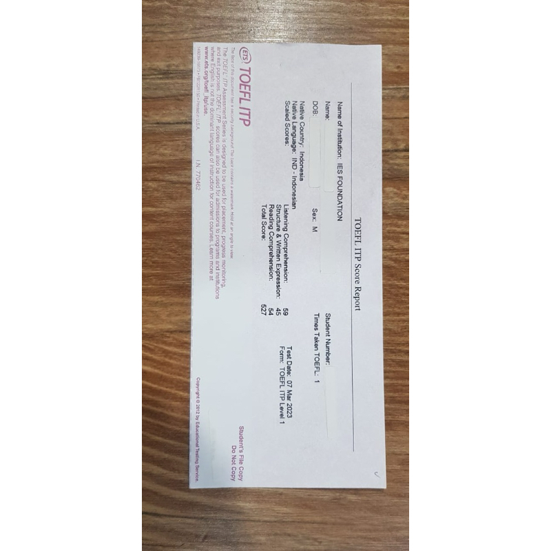 ITP SCORING REPORT TOEFL ETS ITP